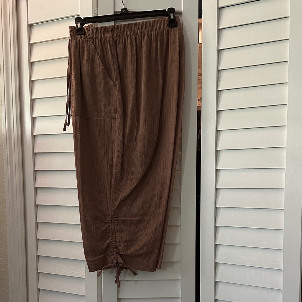 Bon Worth Chocolate Brown Capris with Drawstring
